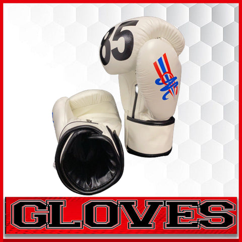 Boxing gloves No85 new thai flag white 12oz, 14oz, 16oz