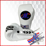 Muaythai boxing gloves- White, lace up #18 SERIES 10 OZ