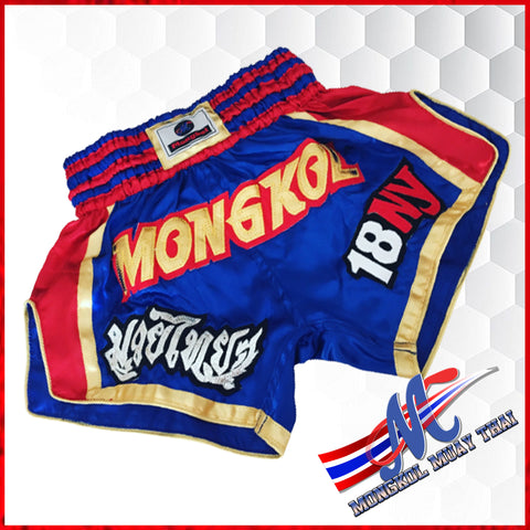 Mongkol thai shorts ny 18 blue red s,m,l,xl