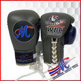 boxing gloves lace up wbc gray blue thumb #18 10oz  lining gold