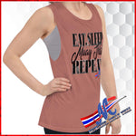 T-SHirt, eat sleep Muay Thai Repeat, gray, muscle tank for women