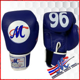 #96 all leather Navy blue 14 Oz. Muay Thai gloves