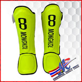 he new and improved Mongkol #8 shin guards, handcrafted in Thailand,