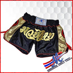 Mongkol style Muay Thai shorts Black and gold 
