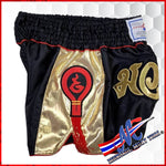 Mongkol style Muay Thai shorts Black and gold 