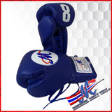 #8 pro fight gloves blue, real leather