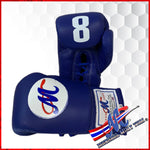 #8 pro fight gloves blue, real leather