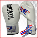 Mongkol Boxing gloves ,#18, lace up, off White, 16Oz