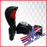 Mongkol MMA Shooter Gloves for bag work black and red standing view