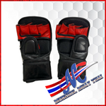 Mongkol MMA Shooter Gloves for bag work black and red back view