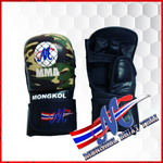 Mongkol MMA Shooter Gloves camo  front and back view for bag work 