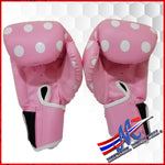 Mongkol boxing Gloves Velcro Pink Polka Dot