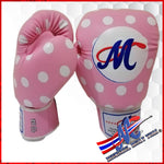 Mongkol boxing Gloves Velcro Pink Polka Dot