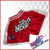 Red traditional style Muay Thai shorts