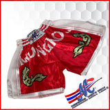 Red traditional style Muay Thai shorts
