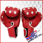Mongkol boxing Gloves Velcro Red Polka Dot