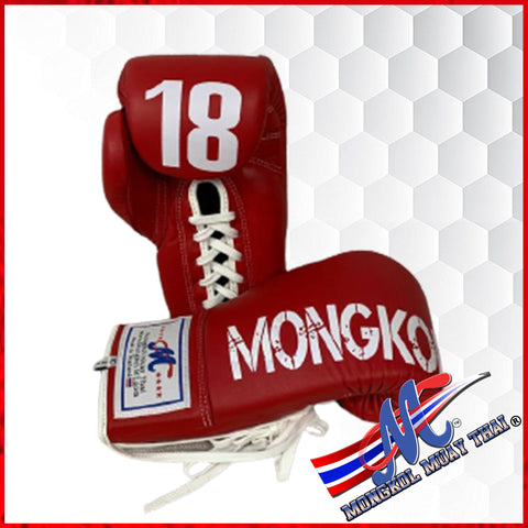 red #18 Pro fight 10 OZ lace up gloves