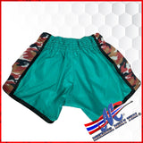 Mongkol-Lumpinee shorts Teal with Red camo trim