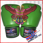 Boxing Gloves Velcro Respect Green Emblems Garuda