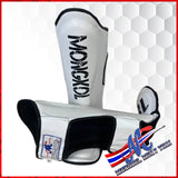 The new and improved Mongkol #18 shin guards, handcrafted in Thailand