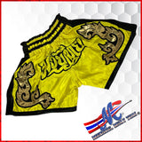 Yellow Teep Muay Thai shorts, teep push kick